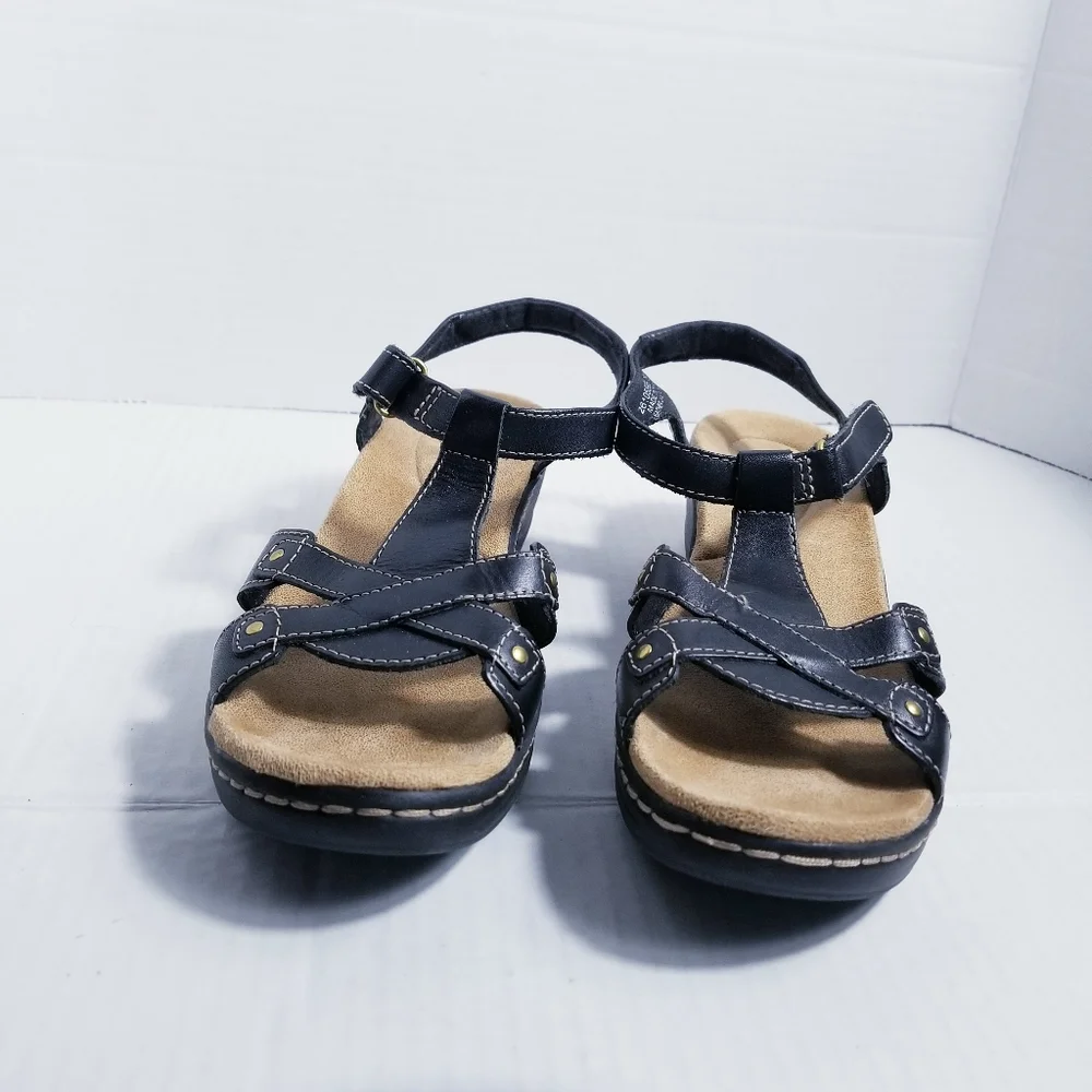 CLARK WOMEN'S DARK BROWN VELCRO SANDALS SIZE 7